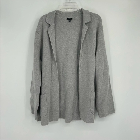 Talbots Gray Open Wool Blend Knit Cardigan Size XL Business Casual Minimalist - Picture 1 of 3